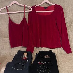 Whimsigoth Starter Kit Red Velvet Top and Camisole Outfit Bundle 14 items